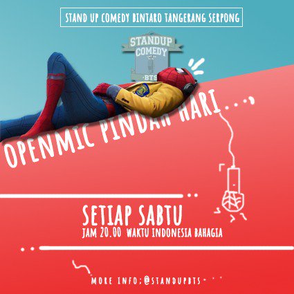 StandUpIndoTNG_'s tweet photo. Long weekend ga kemana-mana? Mending kemari aja cuy! . info lengkapnya cek bio mimin ya! #OpenmicBTS https://t.co/dzirCDvWea