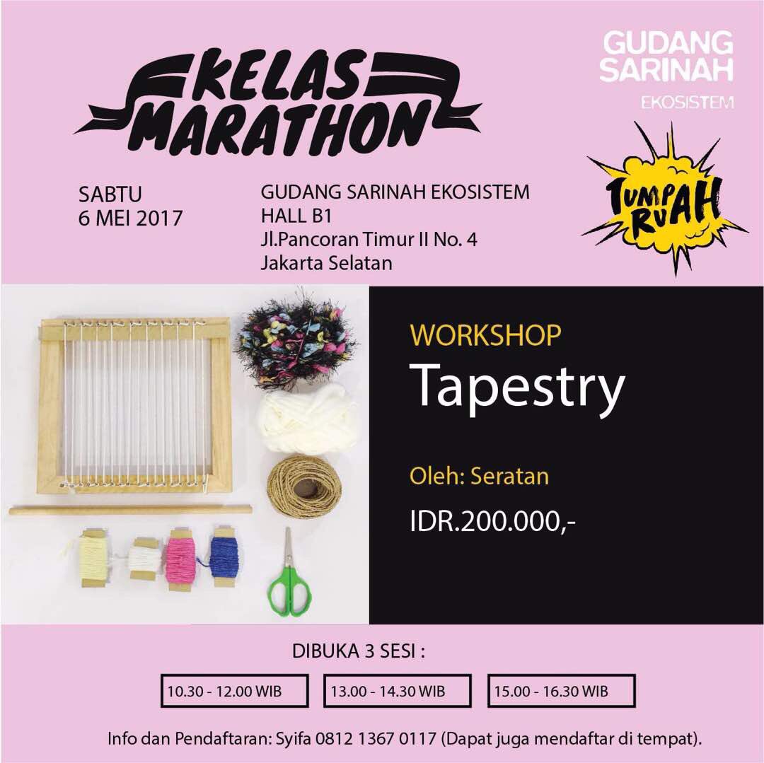 Workshop Tapestry with SERATAN. IDR 200K RSVP : Syifa 0812-1367-0117 #workshopjkt #craft #kelasmarathon