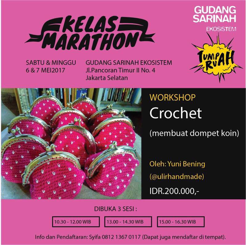 Workshop Crochet bersama Yuni Bening dari @ulirhandmade IDR 200K RSVP : Syifa 0812-1367-0117 #workshopjkt #craft #kelasmarathon