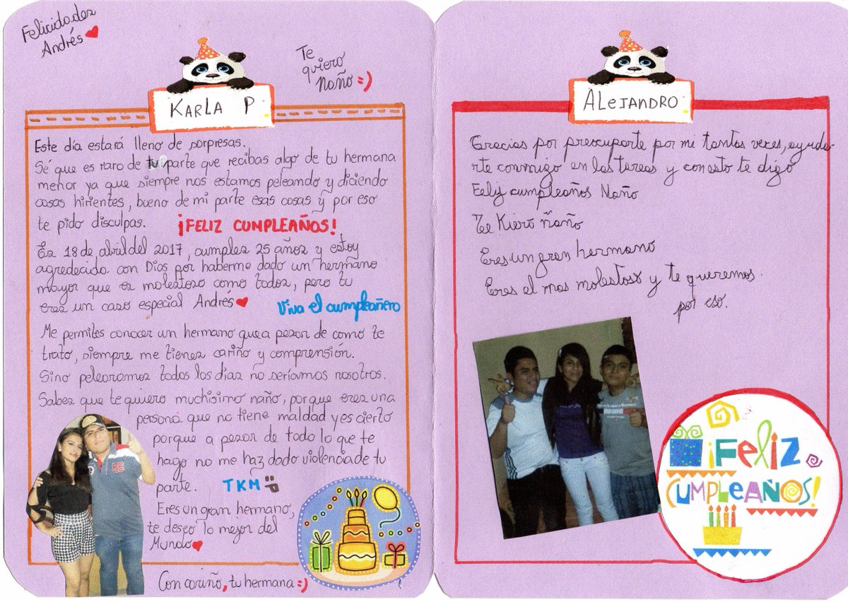 AndresIParedesM's tweet photo. La carta de mis ñaños por mi cumpleaños nro. 25 como un eterno cuarto de siglo https://t.co/J9wrKidUpl