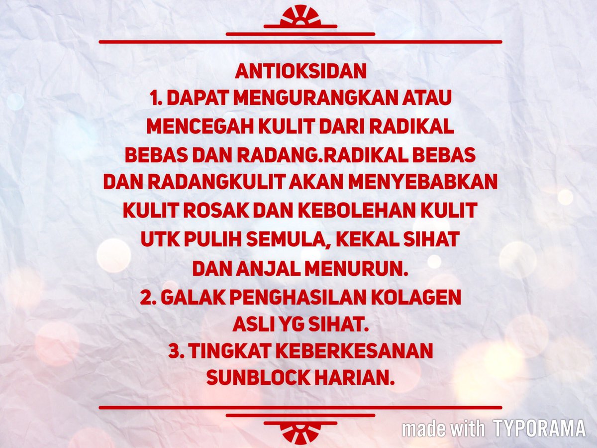 drarisfadzillah's tweet photo. Rwtn Parut Sementara:Tips #4
Moisturizing krim yg diperkaya dgn sumber ANTIOKSIDAN sgt baik utk kulit bg cepat sembuh dari parut.
#MTMParut https://t.co/OwRSZh5a4X