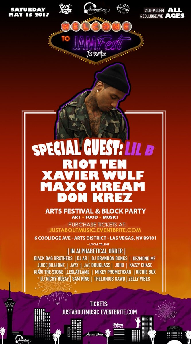 LVDigitalMedia's tweet photo. #Jamfest2017
5.13.17 live in #DTLV
1pm-9pm /// All Ages
with
🔥@LILBTHEBASEDGOD x @XavierWulf x @MAXOKREAM x @RiotTenMusic x @DonKrez_ 🔥 https://t.co/pFL4PhBTRT
