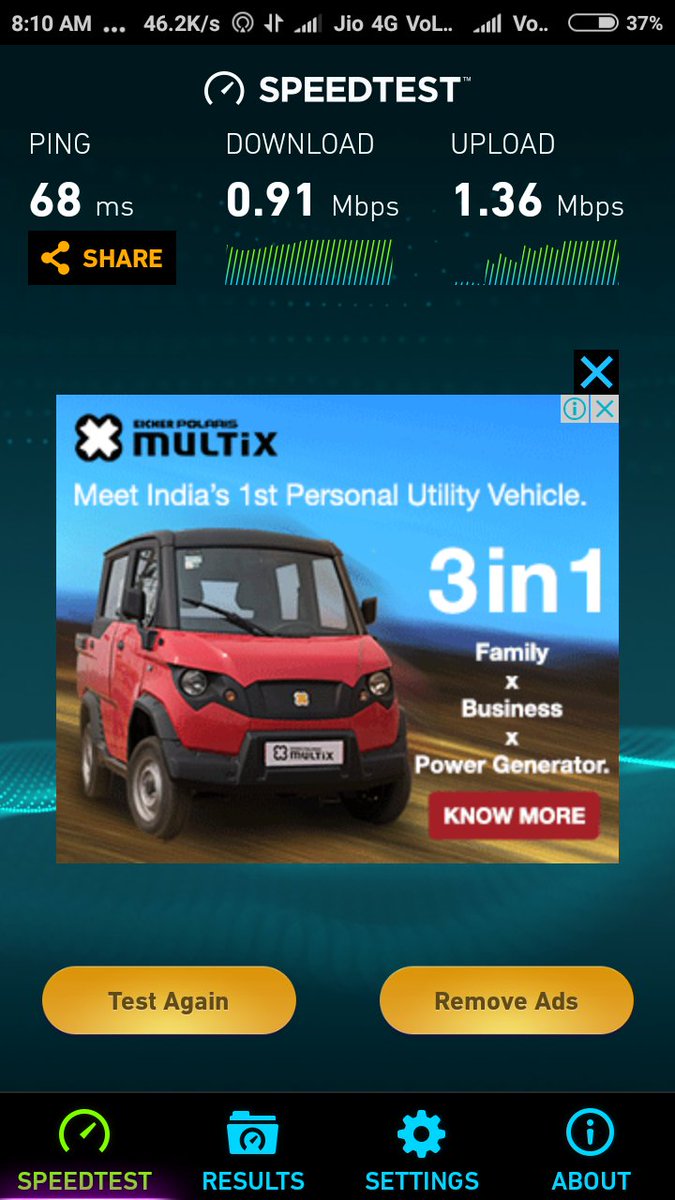 kindvishal's tweet photo. @JioCare @ranjan_mridul jio speed is very low here, slower than 2G, please resolve issue,
Vishal Singh Parihar
7976666126
Gandhinagar, AbuRoad, Raj. 307026 https://t.co/4CKKnNotjg