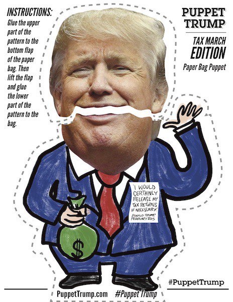 OccupyWallStNYC's tweet image. Check out @PuppetTrump for easy, fun way to stick it to Agent Orange at an upcoming #TaxMarch!! puppettrump.com