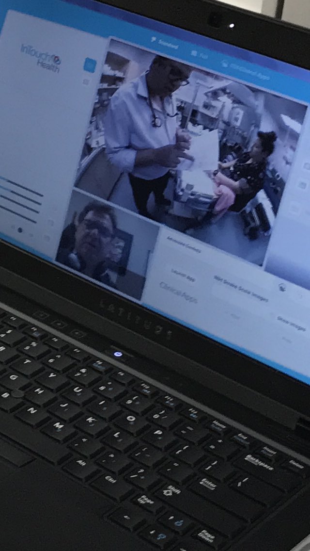 LGivelichian's tweet image. Supporting the #LaLoche #FamDr. #Robot used to guide care for a baby. Eliminating gap #healthcare in #Sask. @jim_reiter @saskhealth