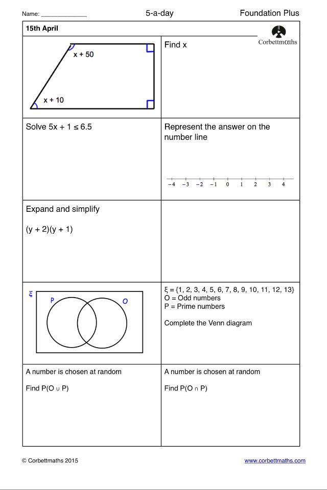 Corbettmaths's tweet photo. Studying for Foundation GCSE Maths? Try today's Foundation or the challenging Foundation Plus #maths5aday https://t.co/B57vFHsSoZ