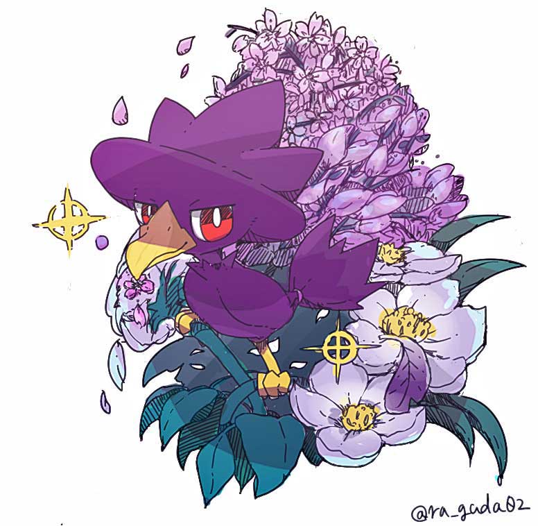 らくだ 華の悪タイプ 一日悪ポケモン ポケモンお花いっぱい 色違いのヤミカラス カラスはよく花を荒らすイメージ