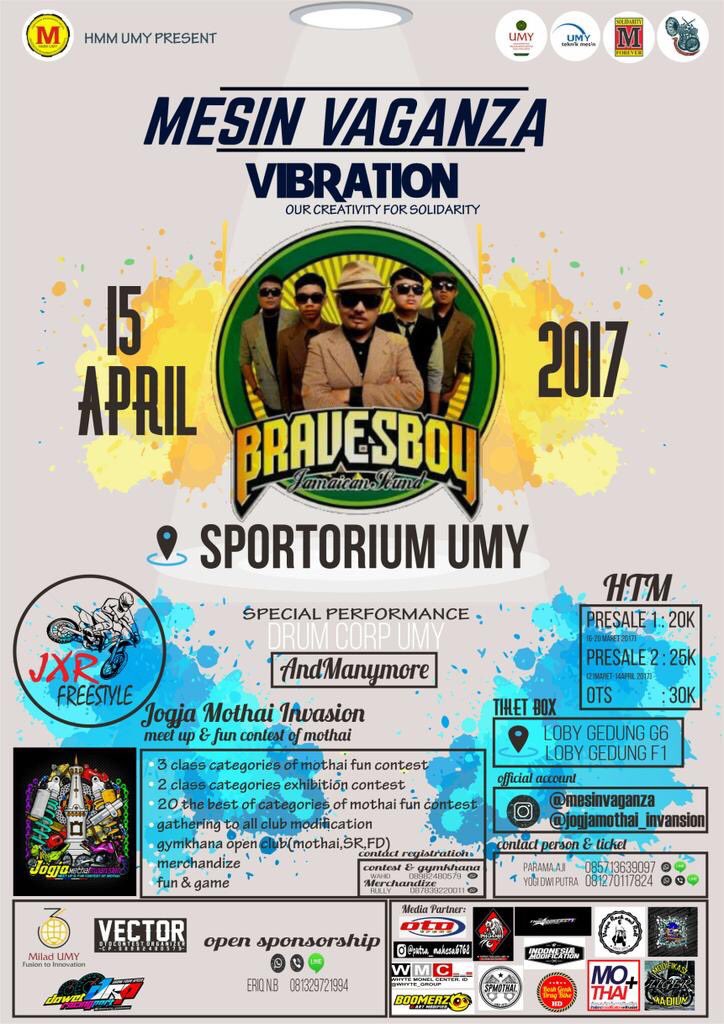 Lorongmusik's tweet photo. Today! MVGZ 2017 "Vibration" | April 15th 2017 | with @BRAVESBOY_YK | at Sportorium UMY #Yogyakarta | More Info: @hmmumyevent #InfoJogja https://t.co/k7RT8Vtk3Z