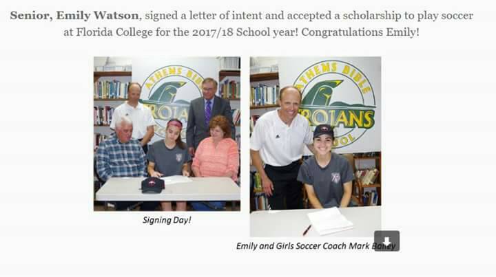 pasnetwork's tweet image. Athens Bible School's Emily Watson signs SC scholarship with Florida College.