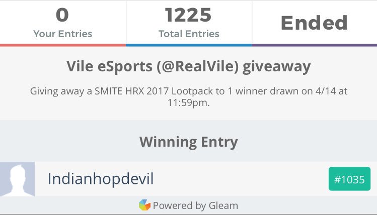 RealVile's tweet photo. Congratulations IndianHopDevil aka @WesTrammell27! You're the winner of our #SMITE HRX Digital Lootpack! Thank you everyone! https://t.co/OD0o7YHvdS