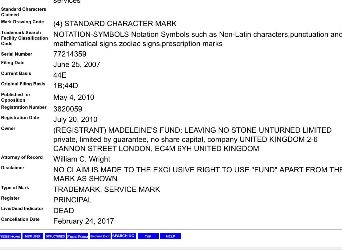 McCanns cancelled Find Madeleine trademark in February? C9bgXqWUwAAkK-B