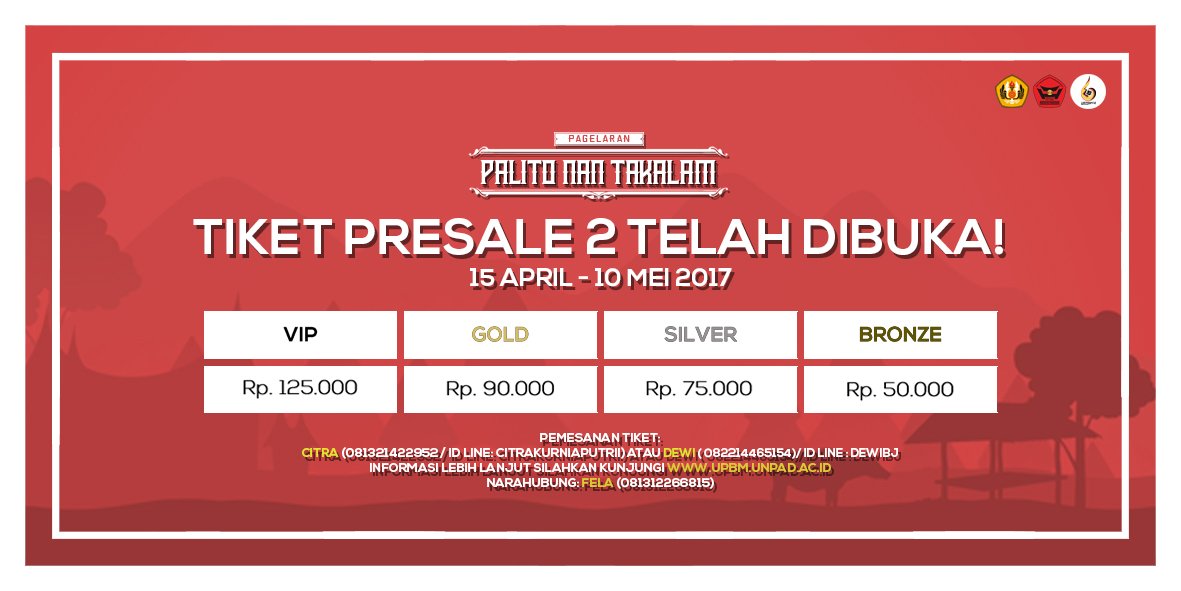 LustrumVIUPBM's tweet photo. [PRESALE 2 PAGELARAN PALITO NAN TAKALAM] Udah presale 2 aja? Yuk segera pesan sebelum kehabisan kesempatan! :) https://t.co/DtFGEMdNEX
