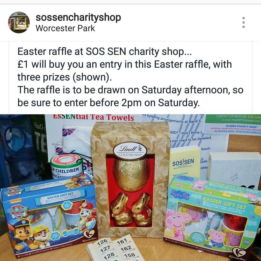 SOSSENshopWP's tweet photo. #EasterWeekend #eastereggs #raffle Saturday 15thApr #worcesterpark @WorcesterPkMums @Worcester Park @worcesterpark_i.  Pls RT https://t.co/iaXPbvYtoV