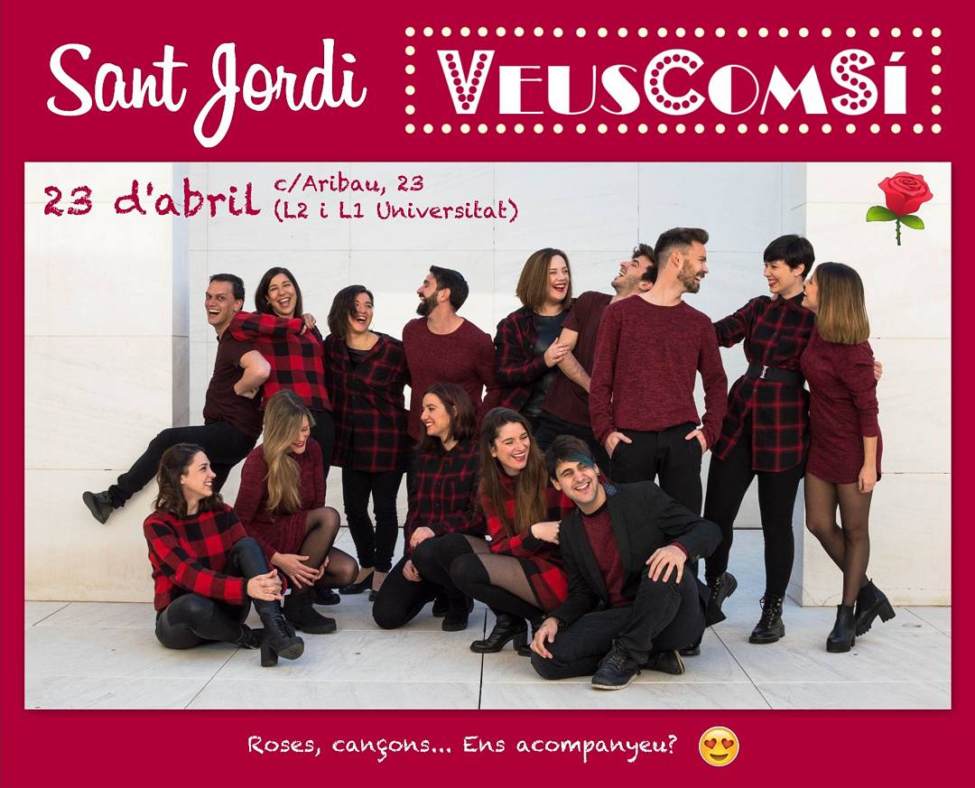 Veuscomsi's tweet photo. Els #Veuscomsí tornem a sortir al carrer per #SantJordi! Al C/ Aribau 23 trobareu cançons, roses i altres sorpreses! Ens acompanyeu? 😍🌹 https://t.co/zat6AWBwA8