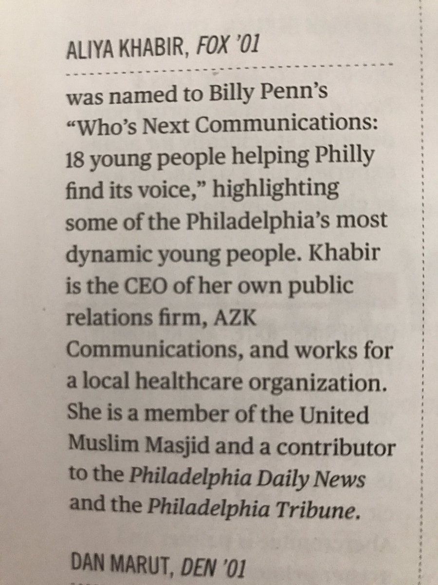 Proud moment: I'm listed in the Temple University Magazine Winter 2017