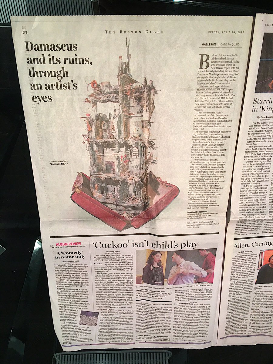 LanoueGallery's tweet photo. Thank you @cmcq for massive coverage of @Mhafez100 #HOMELANDinSECURITY in 4.14.17 @BostonGlobe. So grateful to you for spreading the word.🙏 https://t.co/ZYWanjWbJ9