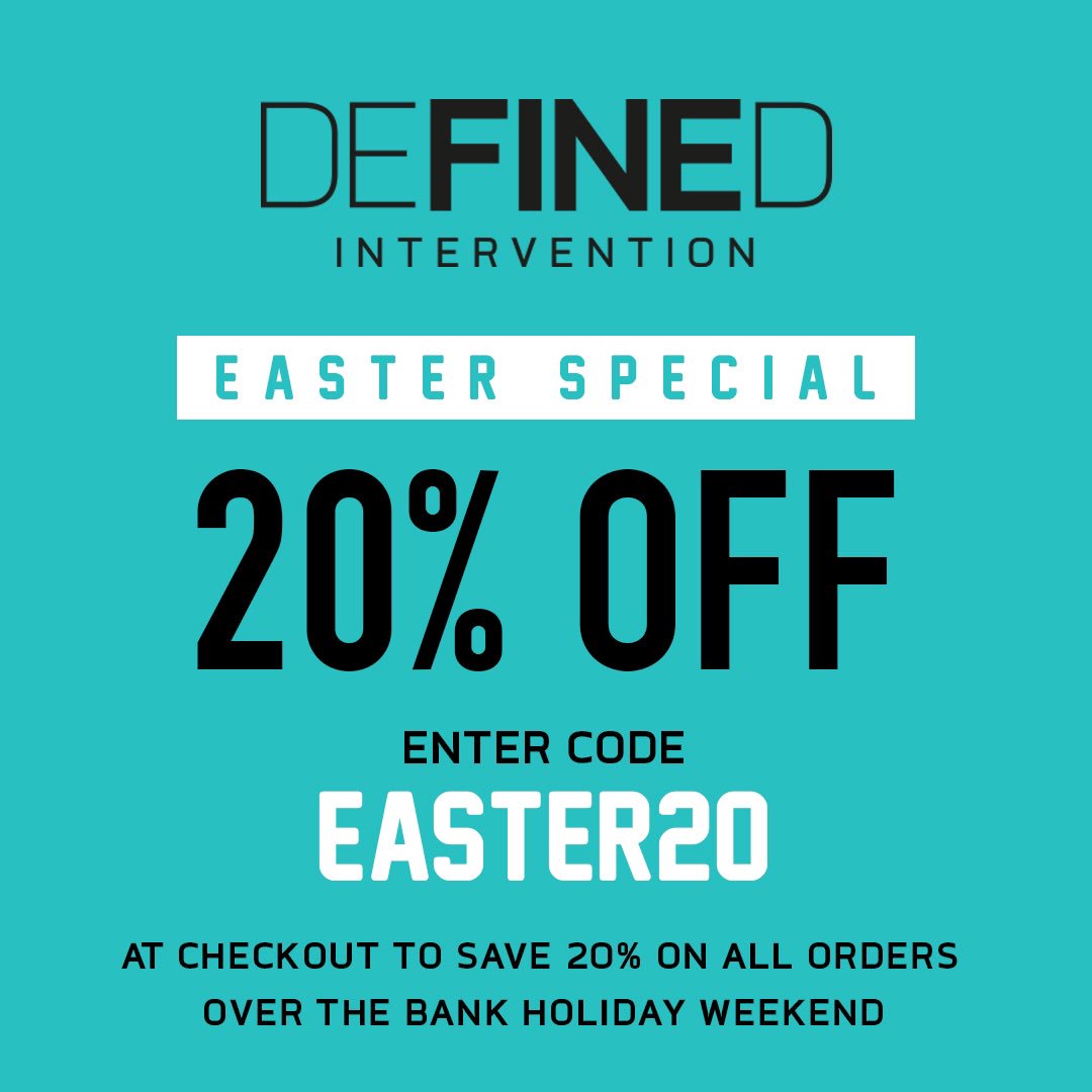 Definedint's tweet photo. Easter Special!! Put down the #easter eggs we have 20% off store wide #fitness #EasterWeekend  #bankholiday https://t.co/HLVhLF5fHl