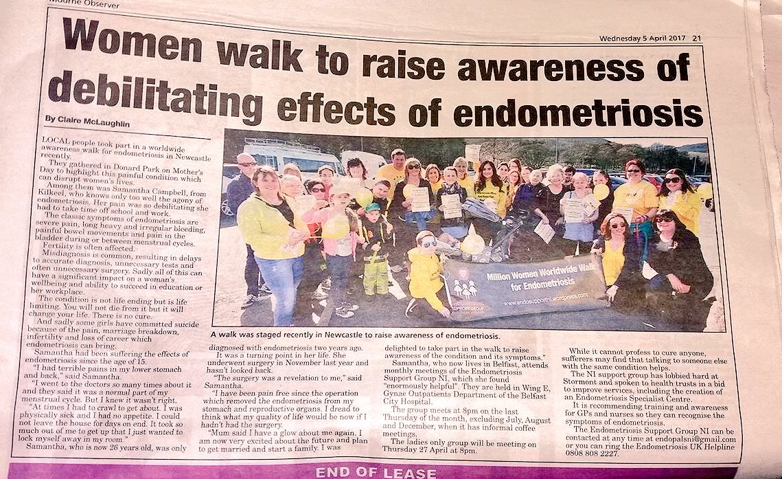 Thank you to the <a href="/MourneObserver/">Mourne Observer</a> for following up our Endo Walk with this article. #EndoAwareness #endometriosis