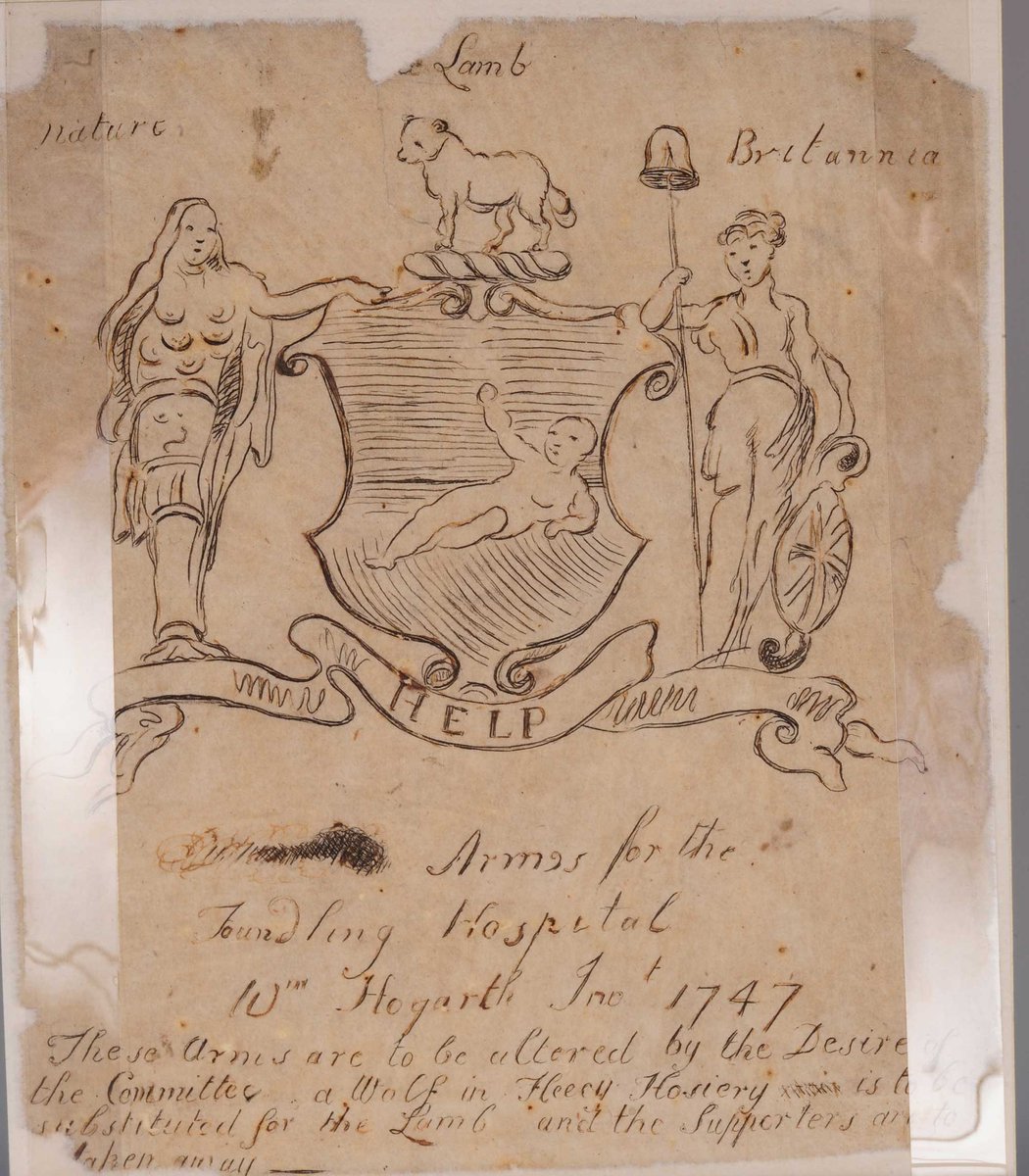 FoundlingMuseum's tweet image. #FoundlingFact William Hogarth designed the Foundling Hospital coat of arms - a lamb holding a sprig of thyme