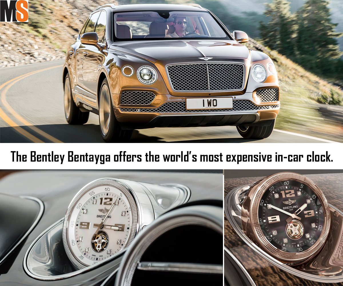 motorscribesind's tweet photo. #MSTrivia :The SUV comes with an optional extra- The Mulliner Tourbillon clock by Breitling, which costs roughly $234,000.
#SUVSaturdays https://t.co/DztMHvqyH3