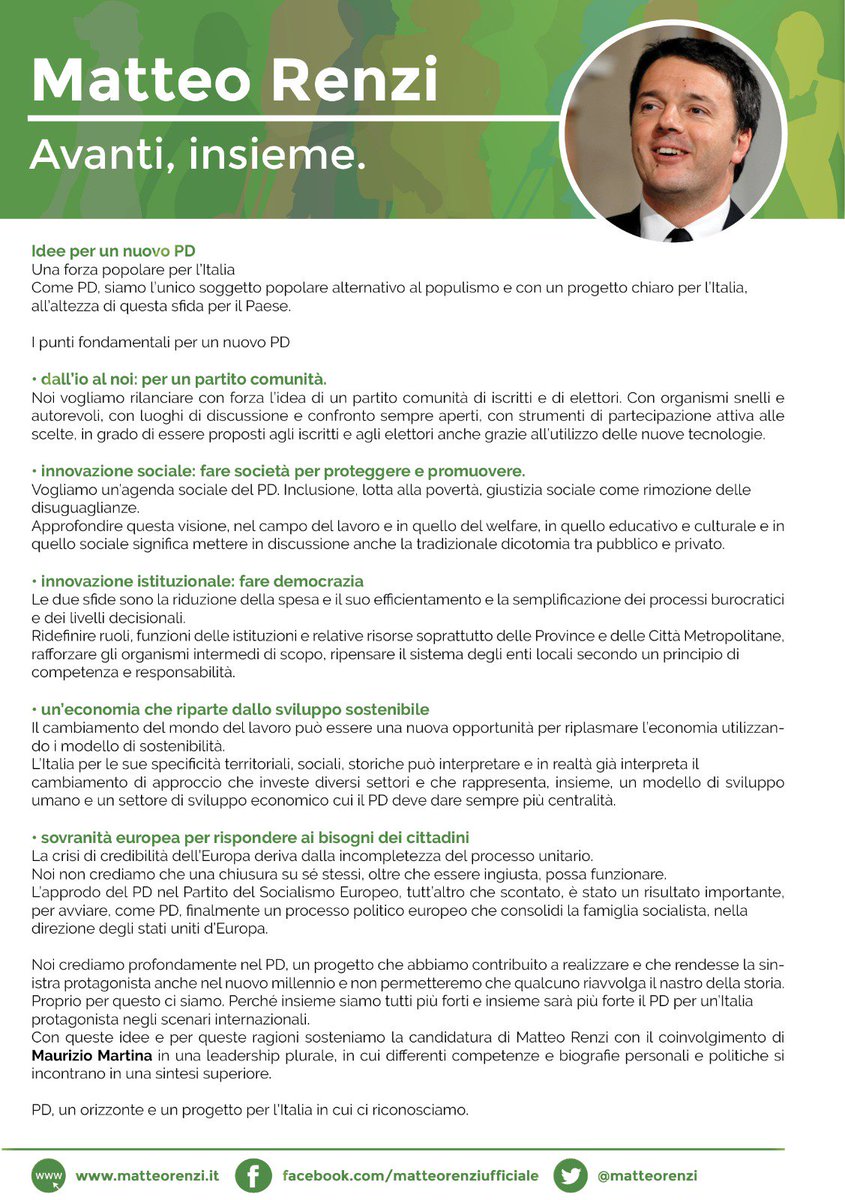 Ecco la mozione di Matteo #Renzi. Testo completo: goo.gl/qnwFQ0