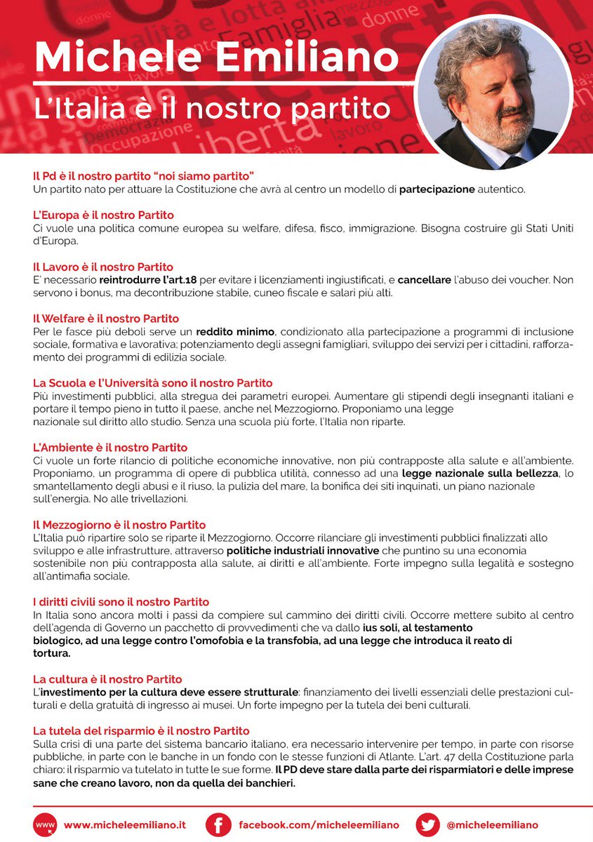 Ecco la mozione di Michele #Emiliano. Testo completo: goo.gl/dwnGGs
