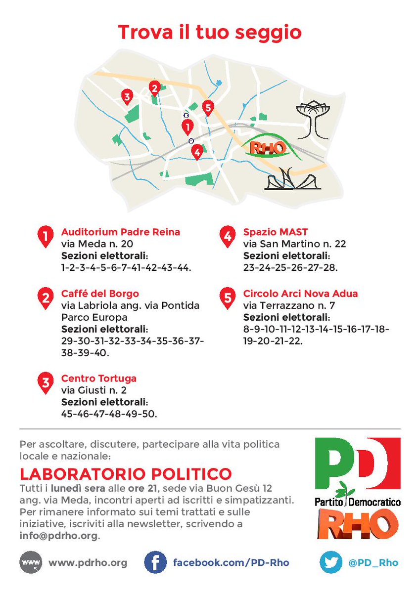 Se voti a Rho, ecco dove votare per le #primarie2017!