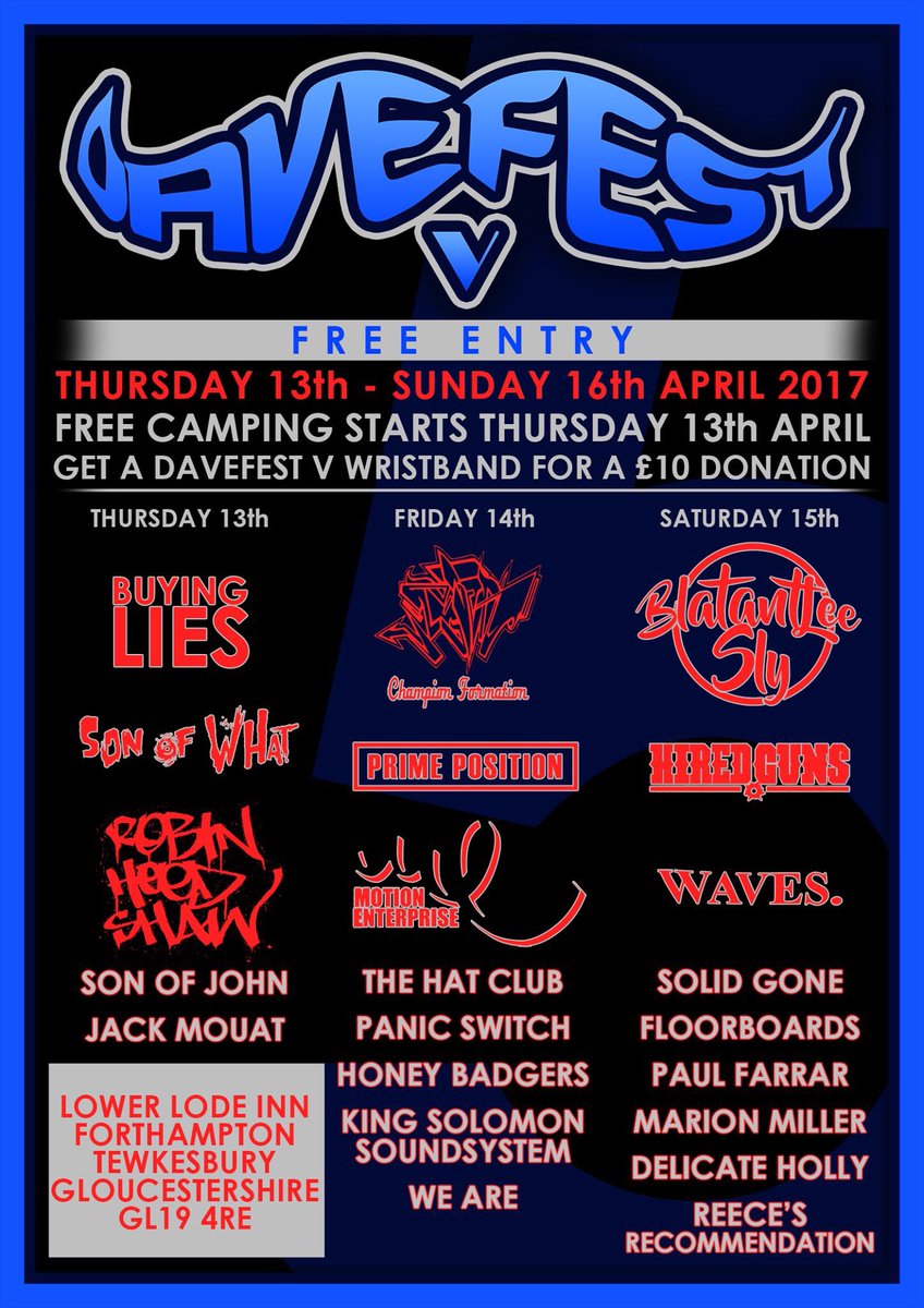 Today we are playing at Davefest at Lower Lode Inn in Tewkesbury! It's free entry, we are on at 4pm 🎉