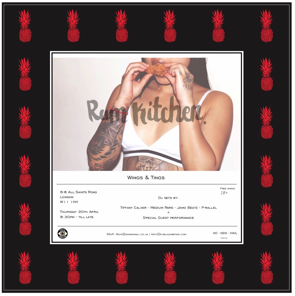 Make sure you RSVP to turn up with us at @TheRumKitchen next thursday. Free chicken wings and tings, wavy DJ's and a surprise performance.