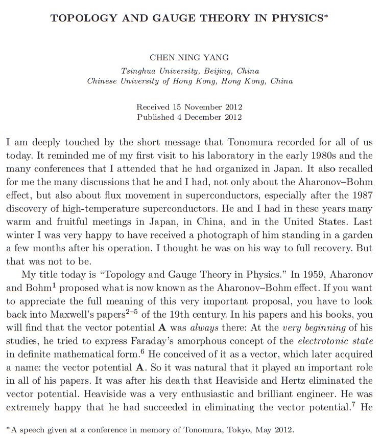 systems_spin's tweet photo. Chen Ning Yang (2012) Topology and Gauge Theory in Physics https://t.co/5Xv1FcdIcS https://t.co/qM5rShOi9G