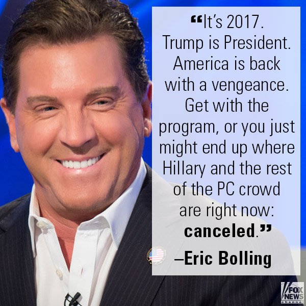FoxNews's tweet photo. On "Cashin' In," @ericbolling slammed popular culture that is still embracing political correctness. #WakeUpAmerica https://t.co/4YjLeI5KMs