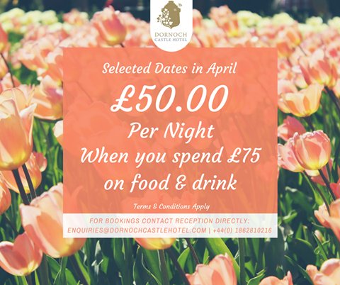 dornochcastle's tweet photo. If you're looking for somewhere to stay this #spring, check out our April offer. #Dornoch #Scotland #Castle https://t.co/uBufa7LUNn