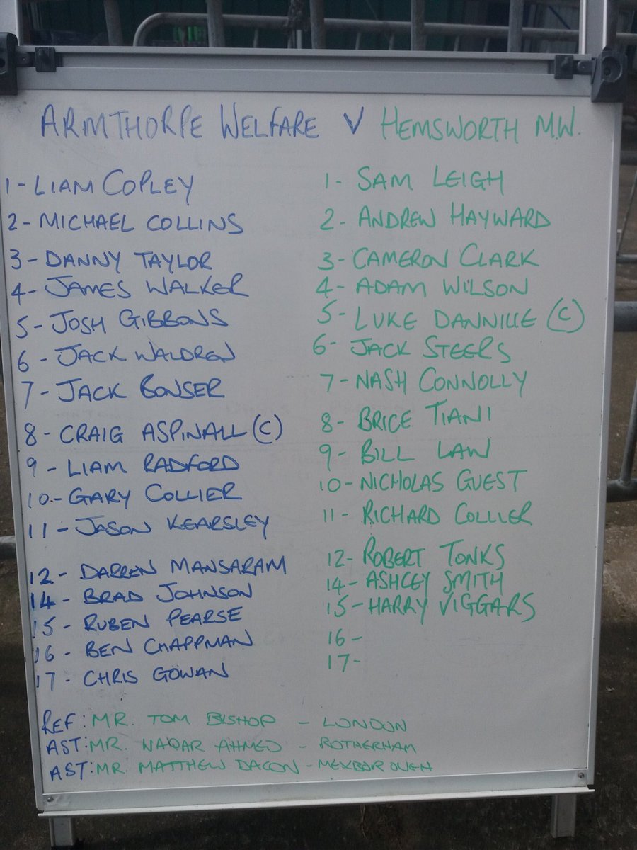 HemsworthMWFC's tweet image. Today's line ups @thewelfare #groundhopday