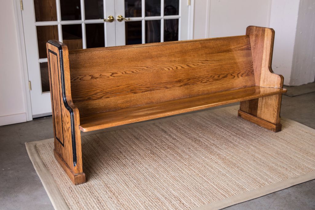 Vintage church pew brought back to life and available at the Habitat ReStore