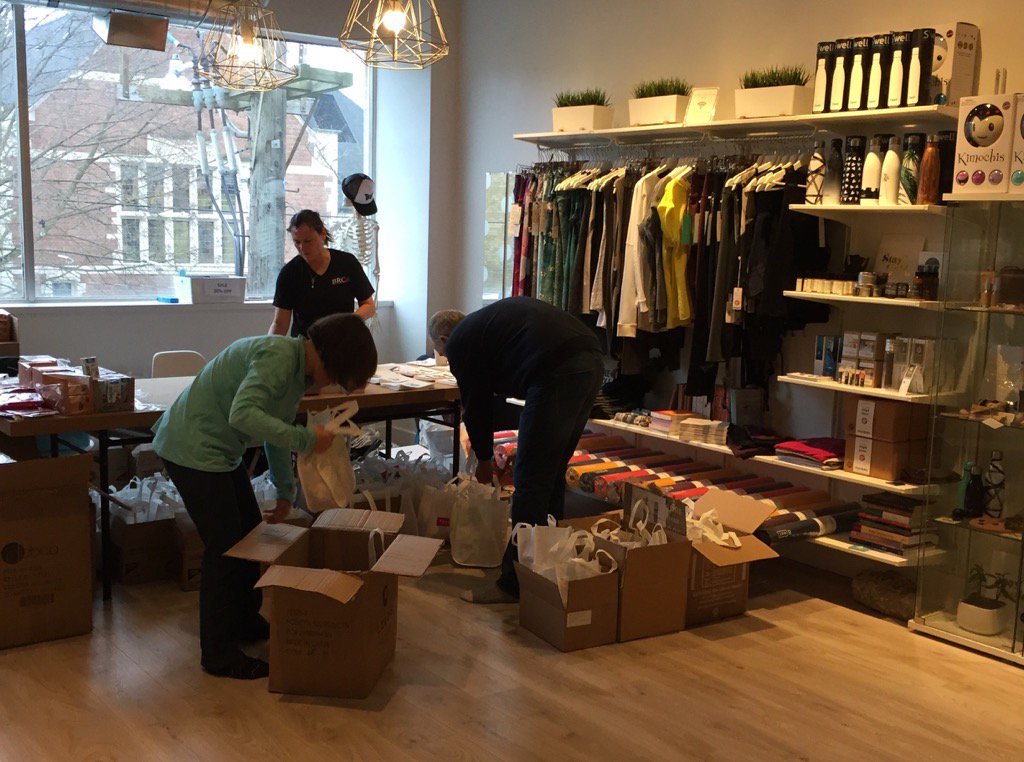 Stacking race kits #afterglow yoga studio #brcraceseries Easter 5k