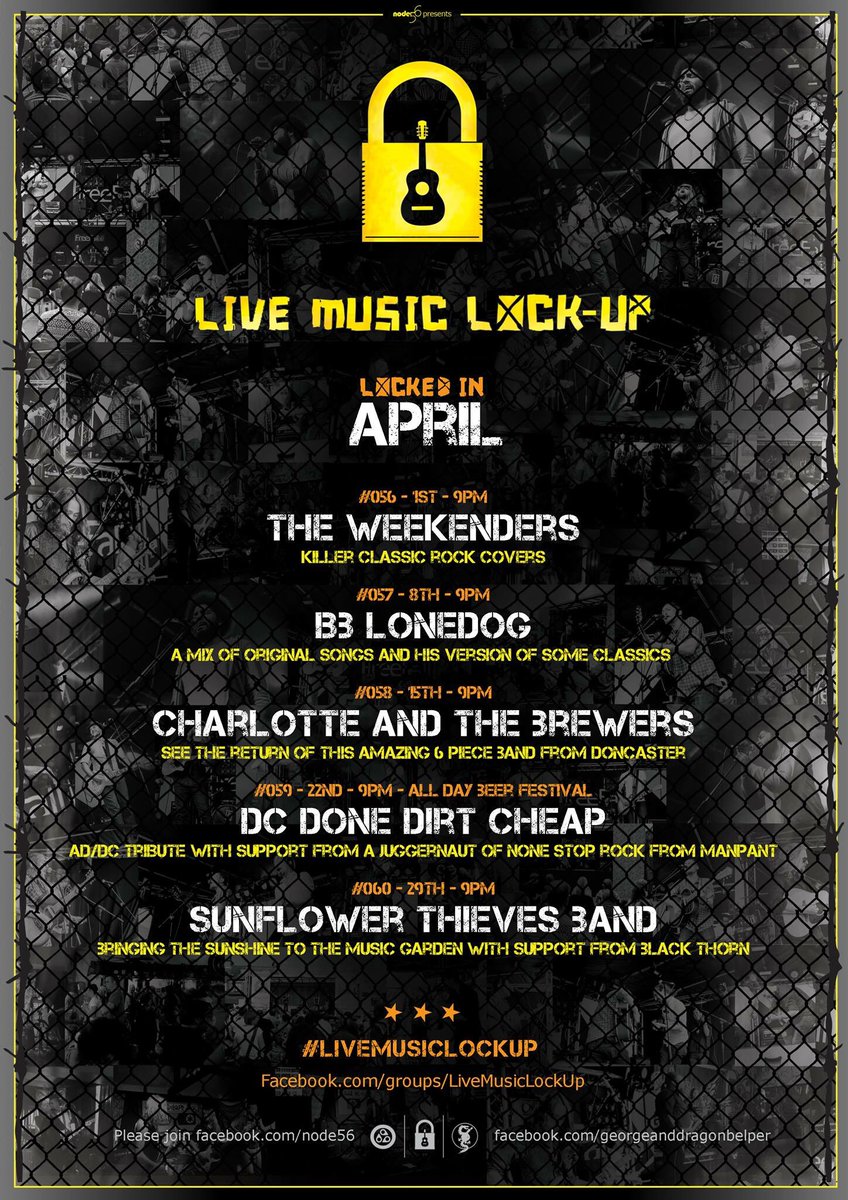 node56's tweet photo. LOCKED in at @GeorgeDragonBel APRIL.
#LiveMusicLockUp https://t.co/yeiGSBEAOF