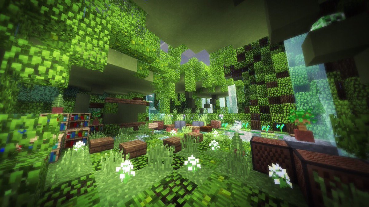 Suiren211 Twitterissa マイクラ建築60分一本勝負 お題 音楽室 生き物達の 音楽 室 ですw 音楽室かはわかりませんが カエル達が歌っていそうな そんな所を作ってみました 実は雨を降らしているのですが 写真ではまったく雨が見えませんでしたw T