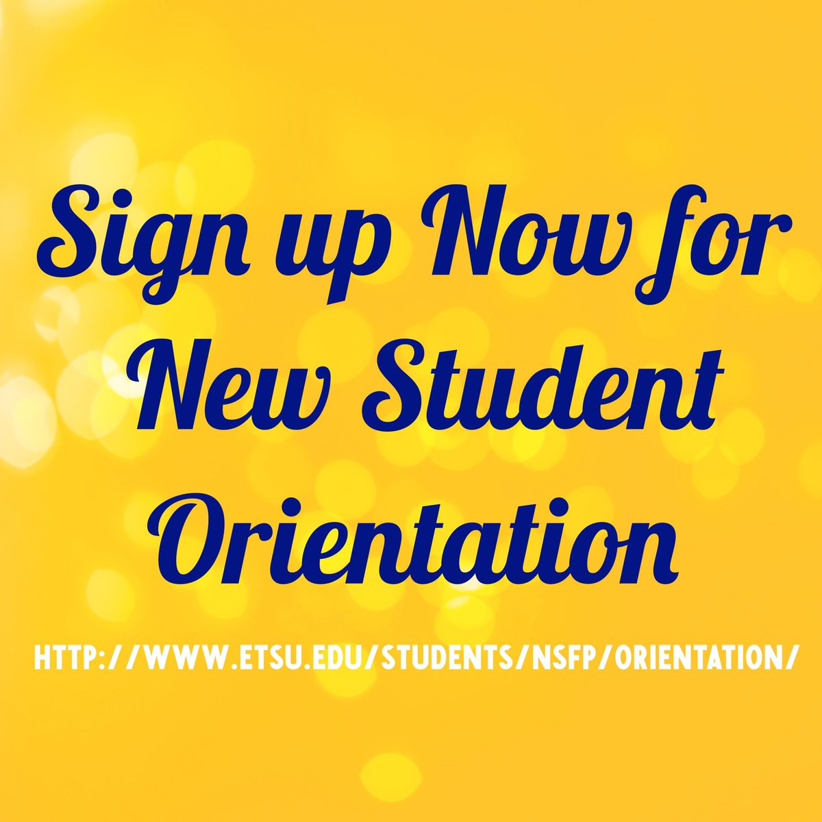 New Bucs! Check your ETSU email for your invitation to orientation &amp; sign up! etsu.edu/students/nsfp/…