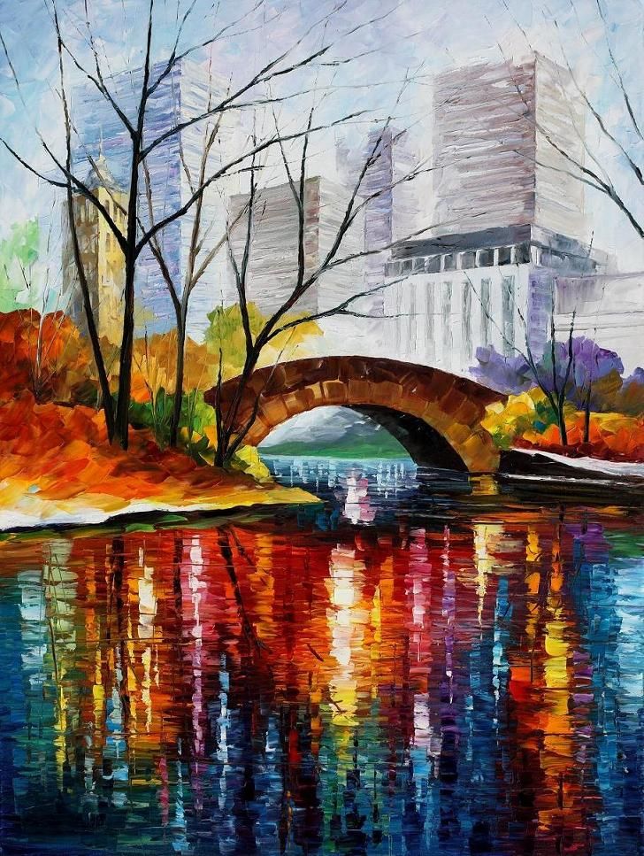CENTRAL PARK - NEW YORK — PALETTE KNIFE Oil Painting On Canvas - Size 30"X40" 
bit.ly/2pio5Ef