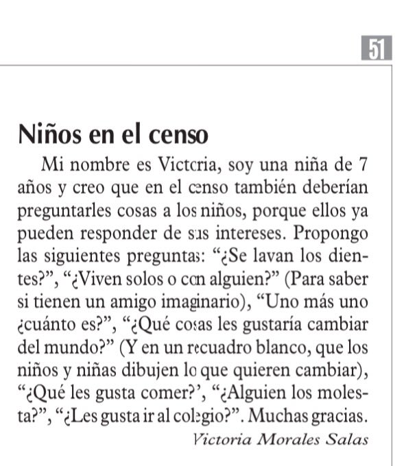 terapiadejuego's tweet image. CENSO2017 
Nos encantó esta carta publicada en LUN el 13/4! En Censo hay preguntas que los niños sí pueden contestar, así que a invitarlos!