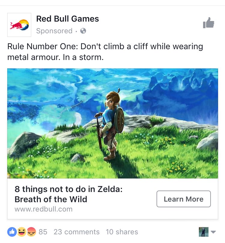 Abjectdejection's tweet photo. .@RedBullGames - rule 1: try to know something about the game you're writing about (armour won't attract lightning. Can't climb in a storm.) https://t.co/UXk3DvNi7N