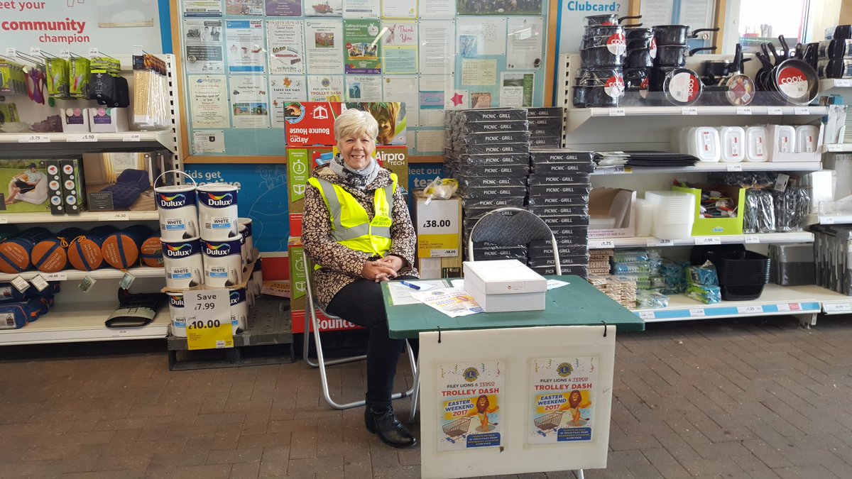 FileyLions's tweet image. Lion Brenda Casey selling Trolley Dash tickets at Filey TESCO for the fantastic Trolley Dash on Bank Holiday Monday