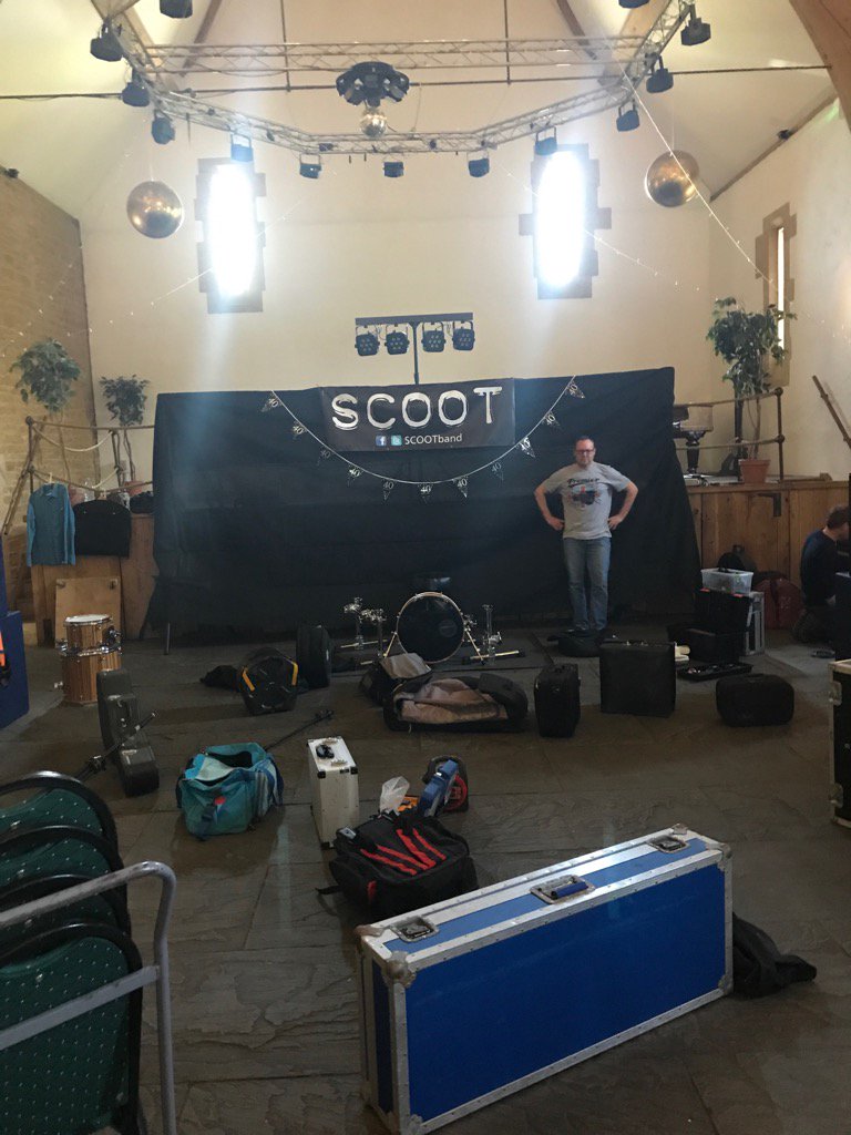 SCOOTband's tweet photo. Stage is coming together for tonight's #gig @haselburyMill to celebrate a 40th b'day #party #bandlife #live #music https://t.co/tvZvptcS1M