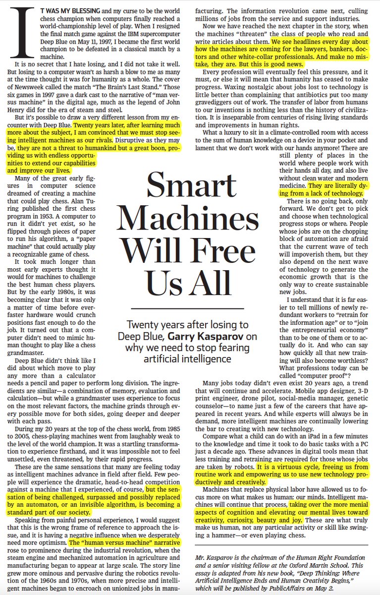 EricTopol's tweet photo. Real wisdom on artificial intelligence https://t.co/fjIXyGxJF0 by @Kasparov63 #AI @WSJopinion https://t.co/PpLRj447aN