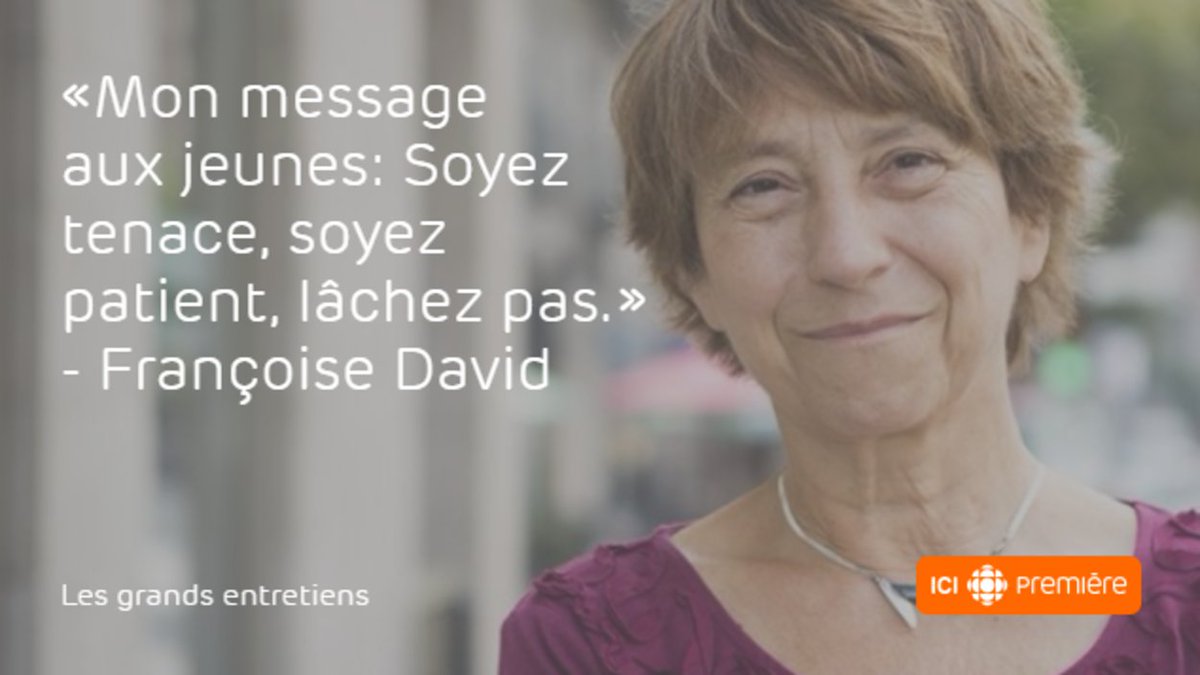 «Françoise David : d’amour et d’indignations» - Rencontre entre Marie-France Bazzo et Françoise David. ici.radio-canada.ca/premiere/emiss… #polqc