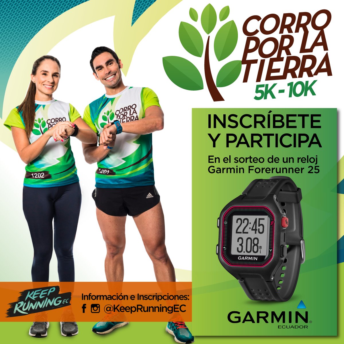 KeepRunningEC's tweet photo. Todos los inscritos en 5K-10K #CorroPorLaTierra participan en sorteo de un reloj Garmin #ForeRunner25 Inscríbete https://t.co/w6kkqU9InU https://t.co/Eo1in3bEC4