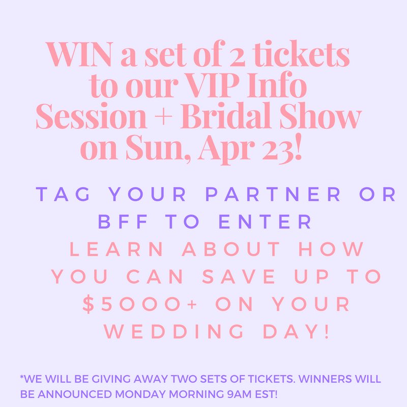 FOLLOW US ON INSTAGRAM <a href="/newbridalsoiree/">Bridal Soirée</a> &amp; ENTER TO WIN 2 TICKETS TO OUR VIP INFO SESSION AND SHOW!! #BridalSoiree2017