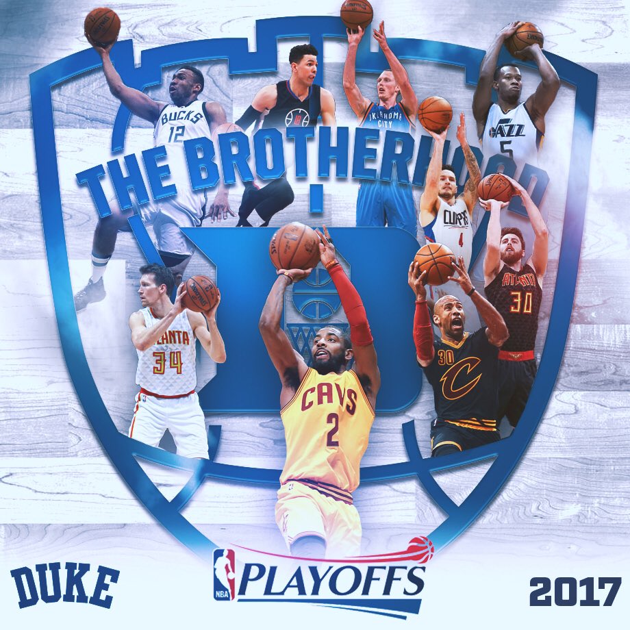 DukeMBB's tweet photo. Good luck to our guys in the NBA Playoffs! 🔵😈

#DukeintheNBA #TheBrotherhood https://t.co/EUSV2CfJGR