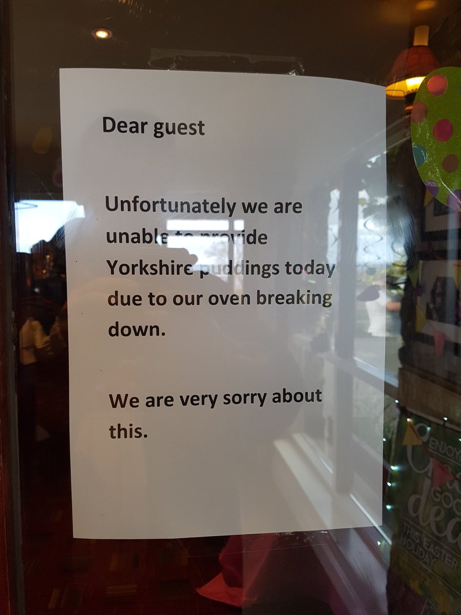 CumbrianGeoff's tweet photo. When you walk into @tobycarvery and this sign in on the door #utterdevastation https://t.co/DChgi3Unpq