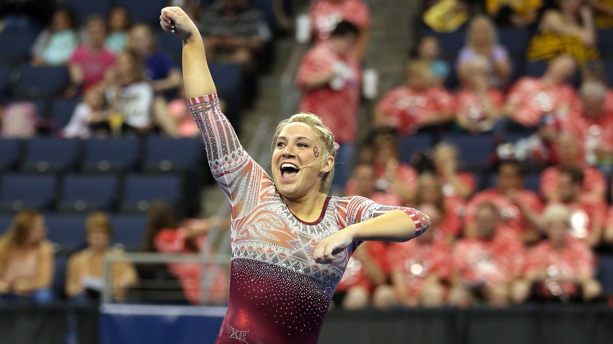 OU_WGymnastics's tweet photo. Tonight, the #Sooners will vie for their third #NCAAGym title. The Super Six begins at 8 CT on @ESPNU!

Preview: https://t.co/2x4Rld2JH6 https://t.co/7WJnM8BGff